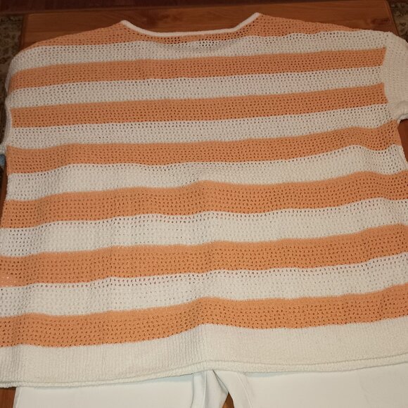 J. Jill Size XL Peach and White Striped Sweater - Picture 7 of 8